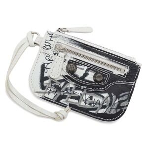 Balenciaga Le Cagole Graffiti Coin Wallet Case Purse Black White